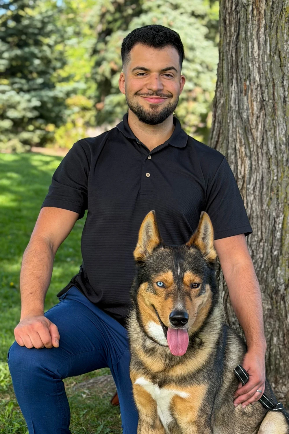 Rob Millan, candidate for Ottawa City Councillor in Kanata North, with his dog